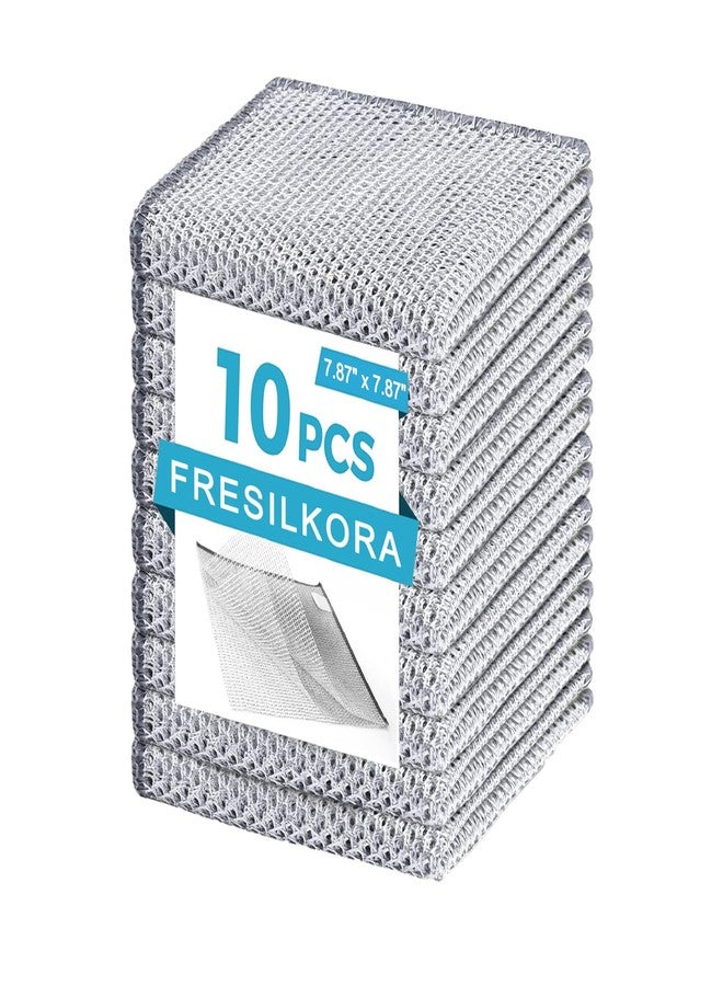 Fresilkora مناشف أطباق من الفولاذ المقاوم للصدأ من فريسيلكورا، مناشف أطباق من الصوف الفولاذي، إسفنجة فولاذية قابلة للغسل، قطعة قماش فضية للتنظيف، مناشف تنظيف للمطبخ، مناشف مطبخ قابلة لإعادة الاستخدام للأواني والمقالي (عبوة من 10 قطع) - Image 1